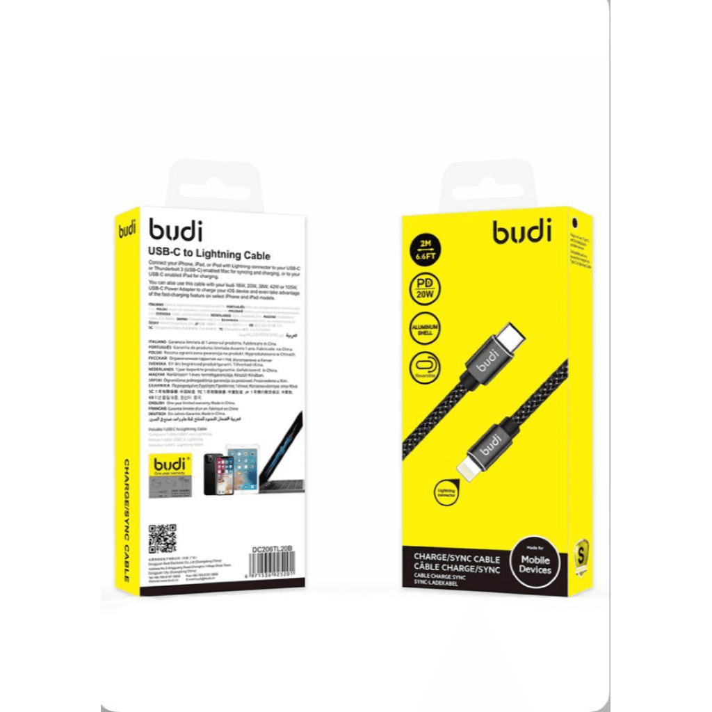 Budi Powerline USB-C To Lightning 2m – Black