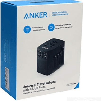 Anker Universal Travel Adapter with 4 USB Ports – Black