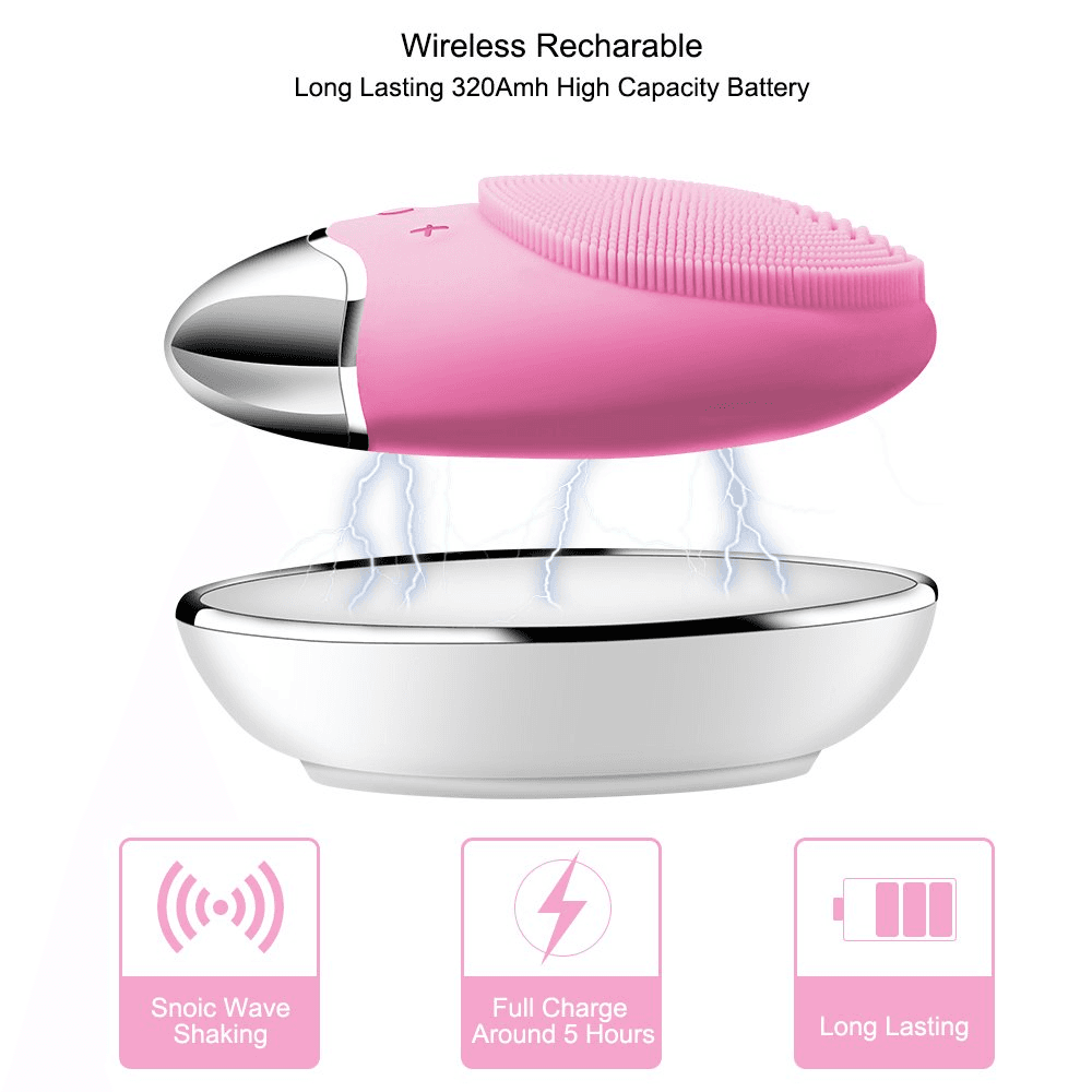 Wireless Silicone Facial Cleanser And Massager - Light Pink