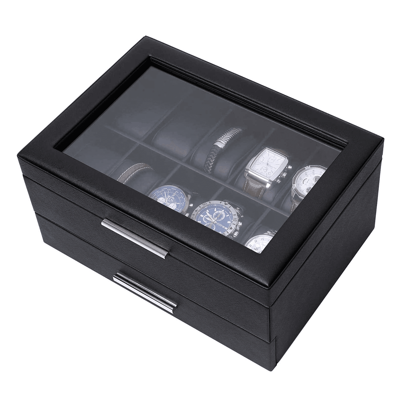 10 Slots Leather Watch Box with Drawer