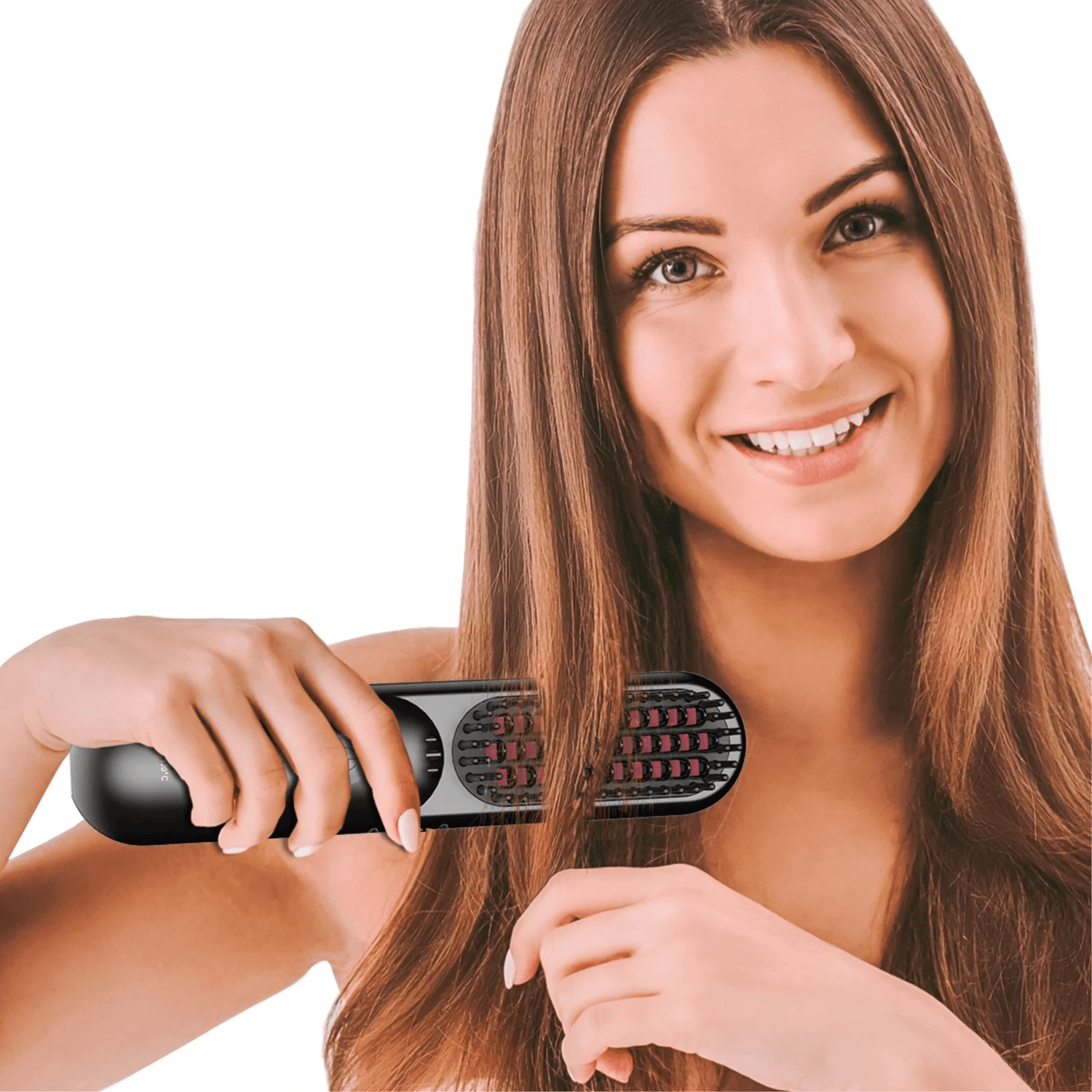 Sensation Mini Wireless Electric Portable Heat Hair Straightener Brush