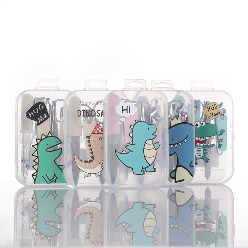 Cute 7 Pieces Manicure Set Kid Nail Scissors Set Hi Dinosaur