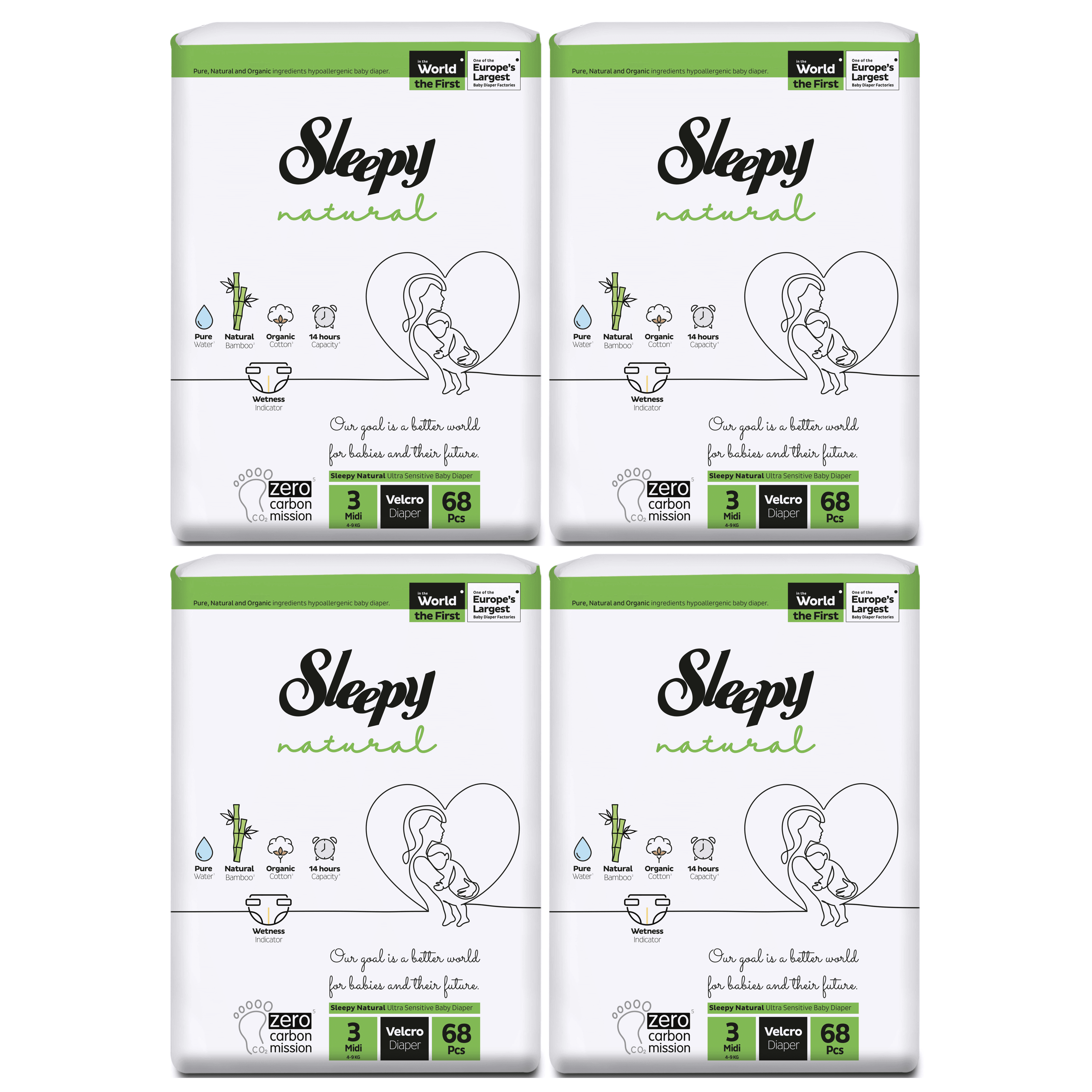 Sleepy Natural Diapers No. 3 - Eco Package (4 Bags)