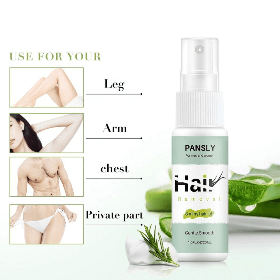 Pansly Hair Removal Spray - 8 Minutes Hair Off Hair Removal Spray Legs Arms Gentle Hair Remover For Face, Underarm, Arm, Leg, Bikini,Non-Irritating Depilatories Product For Women And Men,30Ml