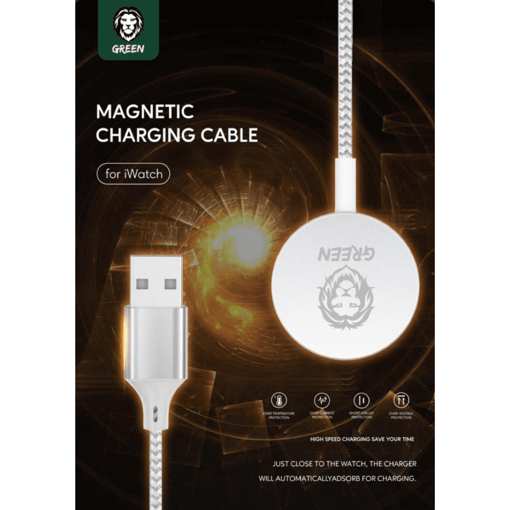 Magnetic Braided Charging Cable 1.2M (USB-A Interface) for iWatch - Silver