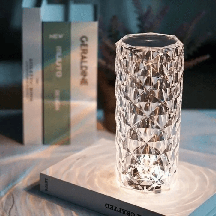 Crystal Table Lamp, RGB Touch Lamp 16 Colors Changing Rose Romantic Night Light with Remote Control USB Rechargeable Beside Mood Light for Bedroom, Living Room, Wedding, Party and Date Decoration