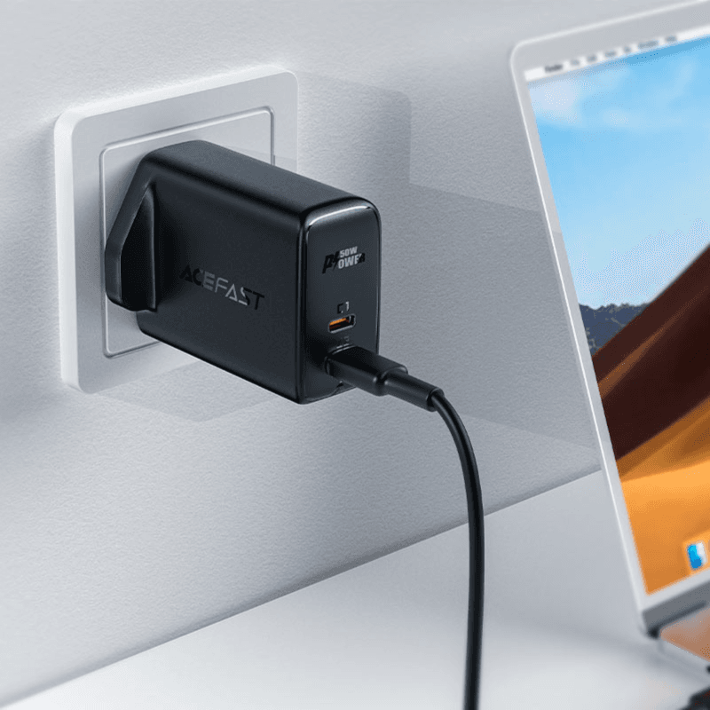 Fast Charge Adapter Pd50w Gan (2usb-c) Uk Acefast A32