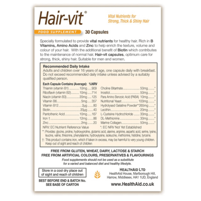 Health Aid Hair-Vit 30 Capsules