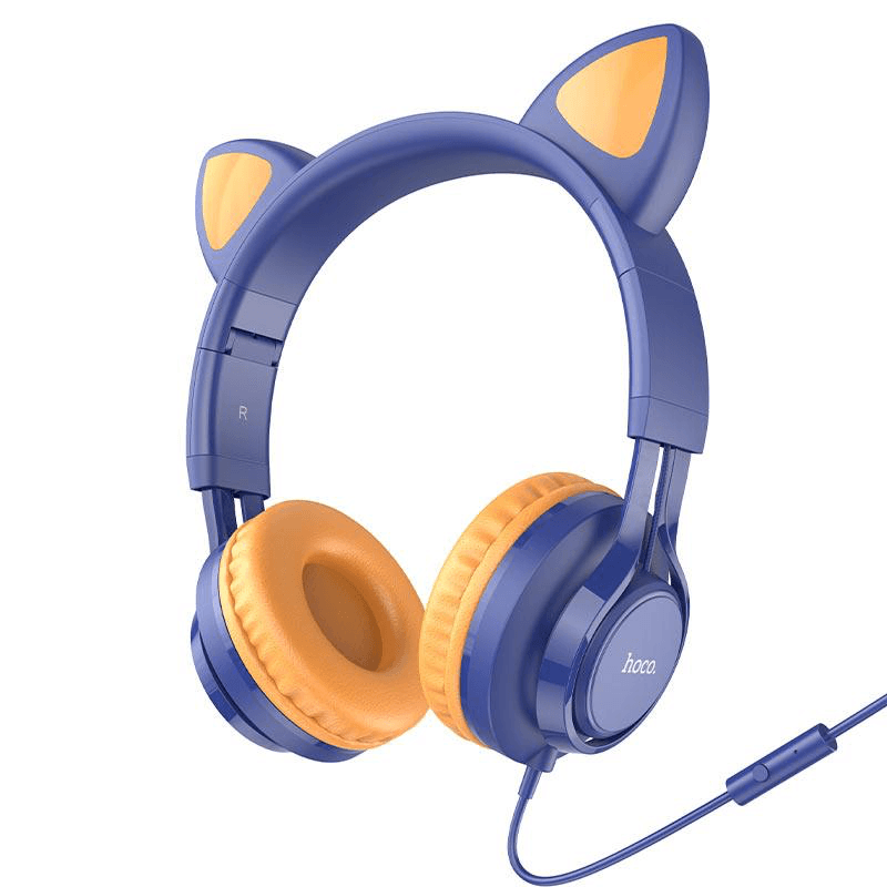 Headphones “W36 Cat ear” with mic “ Midnight blue color “