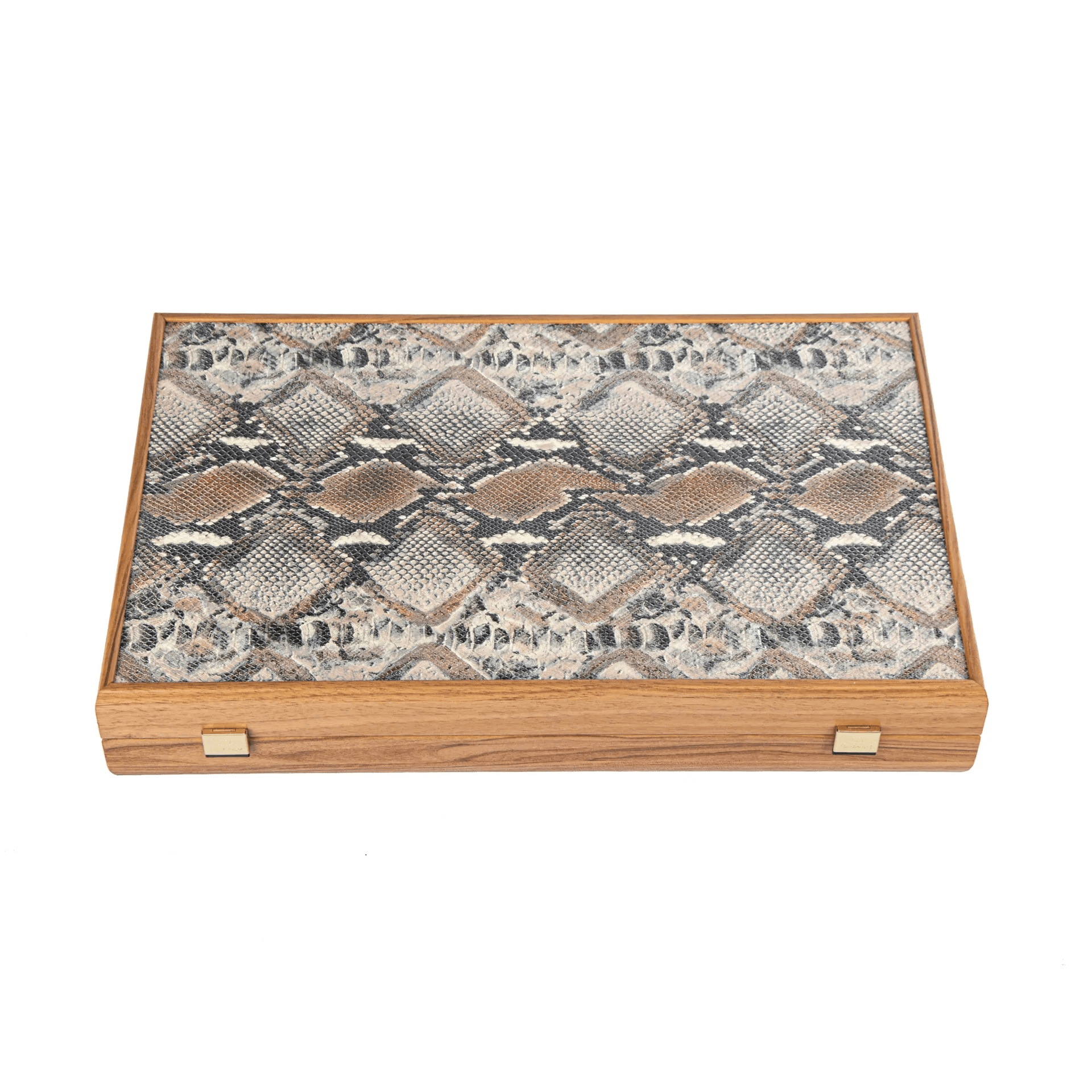 Snake Tote In Grey & Beige Backgammon