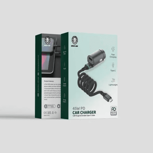 Green Lion 45W PD Car Charger Built-in Type C Cable