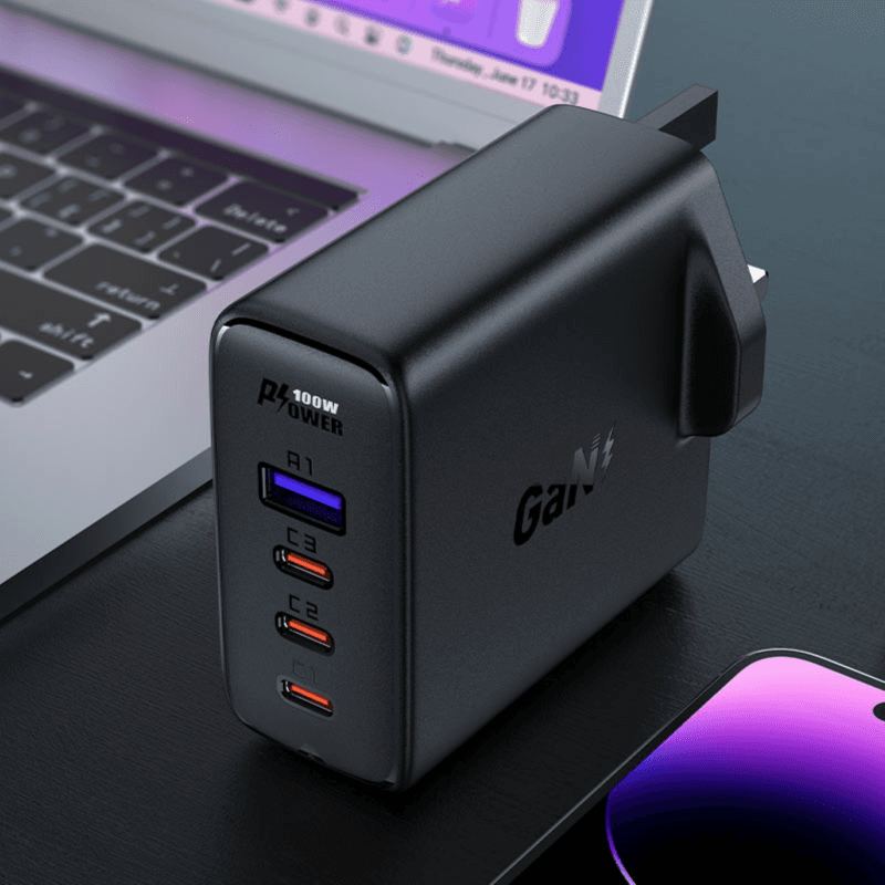 Fast Charge Wall Charger PD100W GaN (3USB-C + USB-A) UK ACEFAST A40