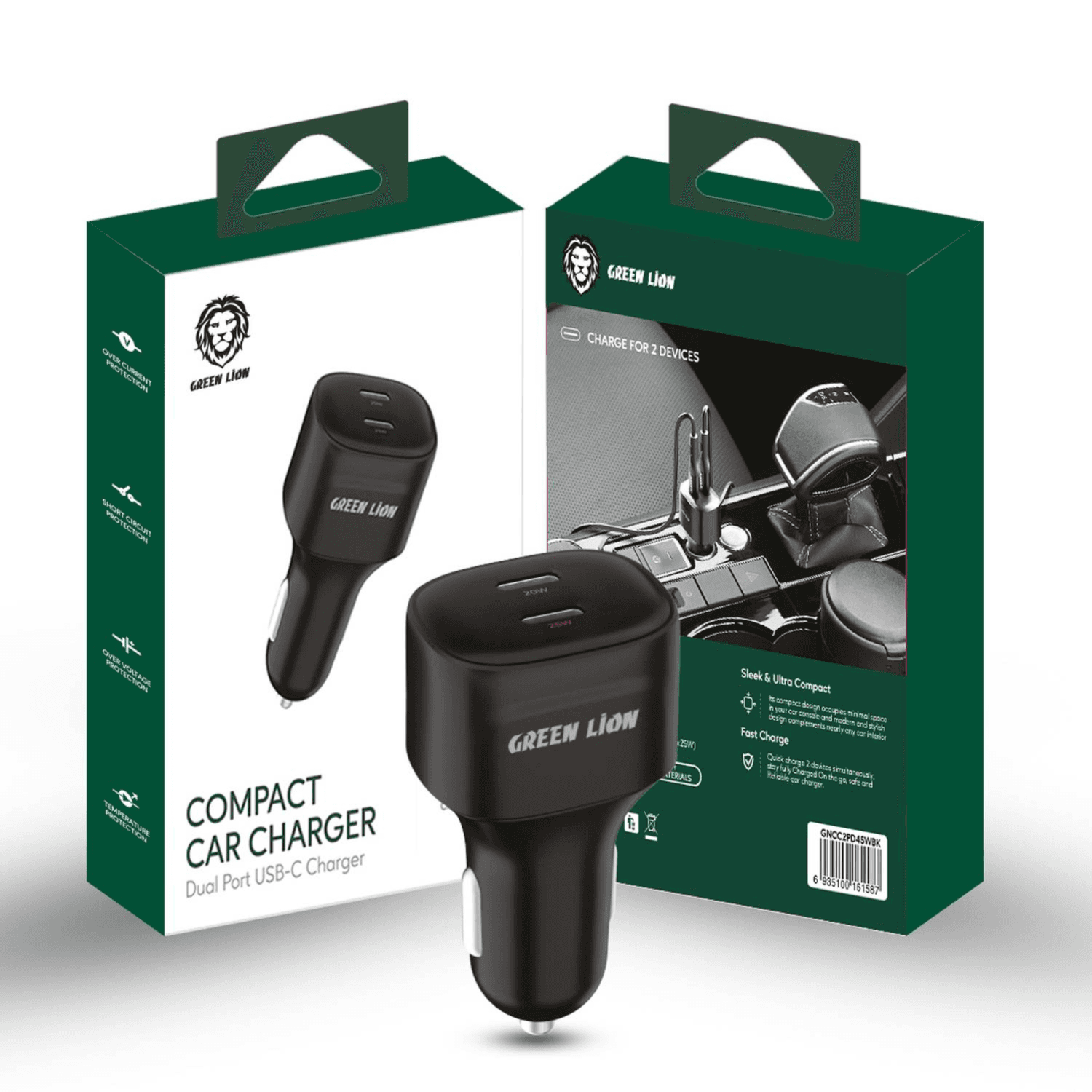 Green Lion Dual Port USB-C Car Charger