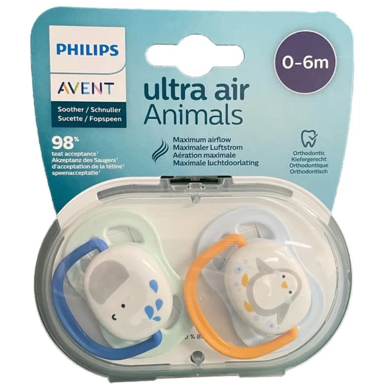 Avent Ultra Air Animals Boy Pacifier 0-6 months 2pcs Code: SCF 080/11