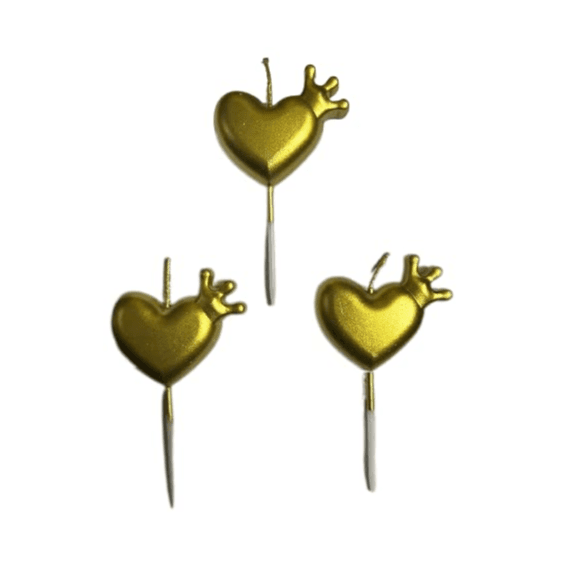 Gold Heart With Crown Candle