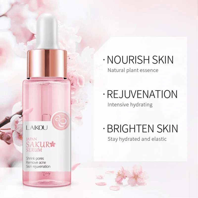 Sakura Face Fluid Essence Moisturizing Skin Shining Cherry Blossom Hyaluronic Acid Serum Essence Shrink Pores Tightening Skin Face Solution