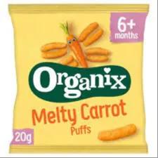 Organix Melty Carrot Puffs Organic Corn Snacks 20g