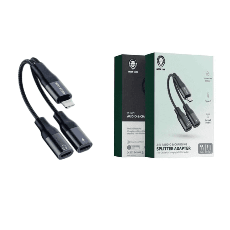 Green Lion 2 in 1 Audio & Charge Lightning Adapter