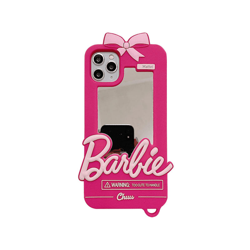 iPhone 14 Case Barbie 3d Animation Cute Pink Phone With Make Up Mirror, Silicone Rubber Protective Gel Back Cover For Cutie