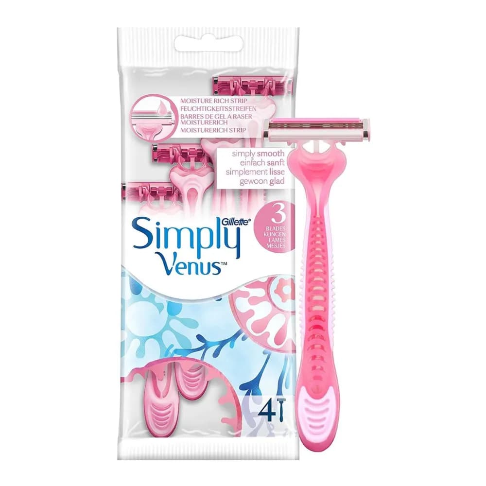 Gillette Simply Venus Disposable Razor With Moisturerich Strip 3 Blades 4 Pieces