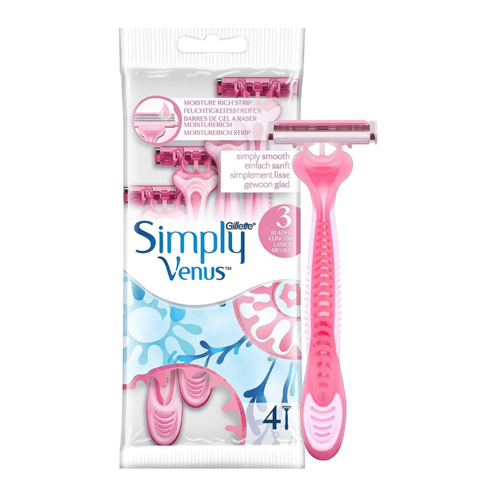 Gillette Simply Venus Disposable Razor With Moisturerich Strip 3 Blades 4 Pieces