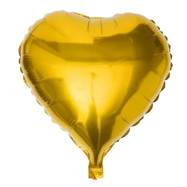 10" Heart Shape Foil Balloon Gold No Helium