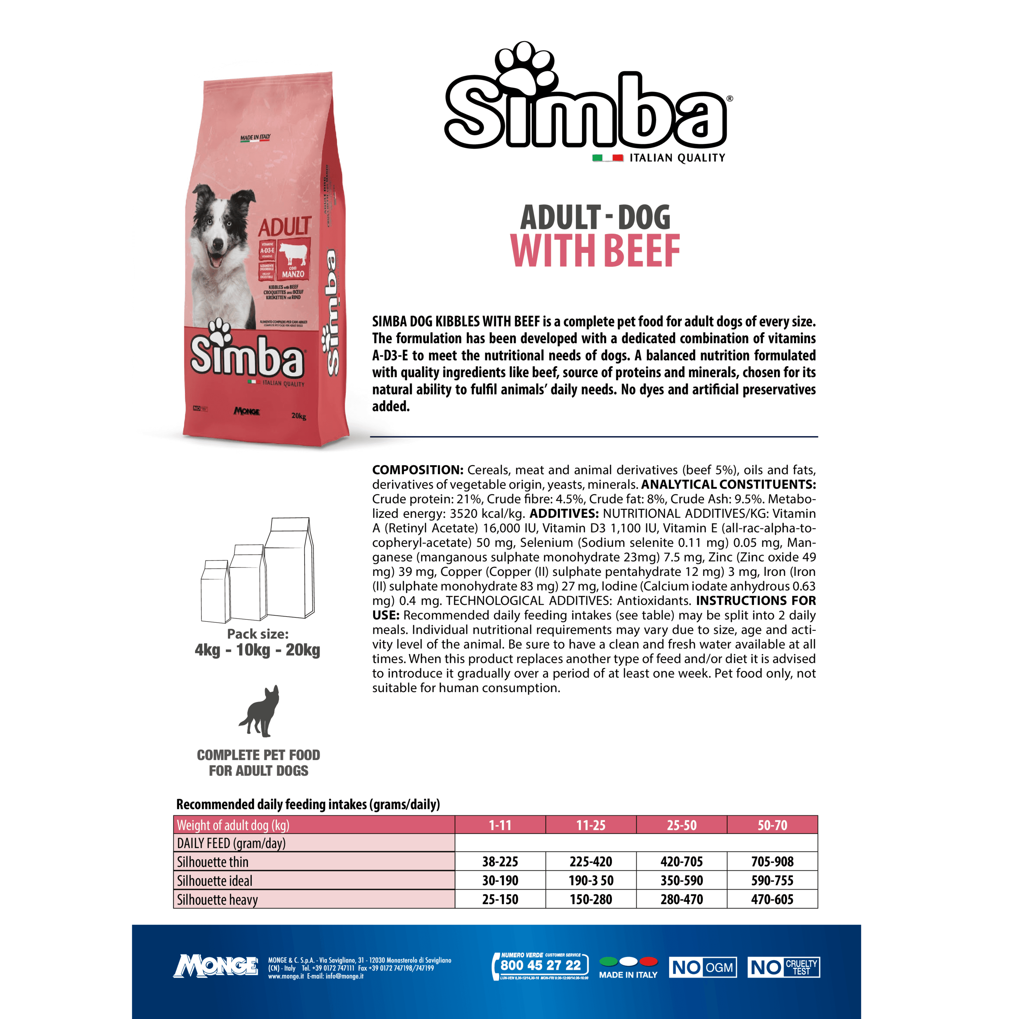 Dog Food Simba(Italy) - Beef 20 Kg