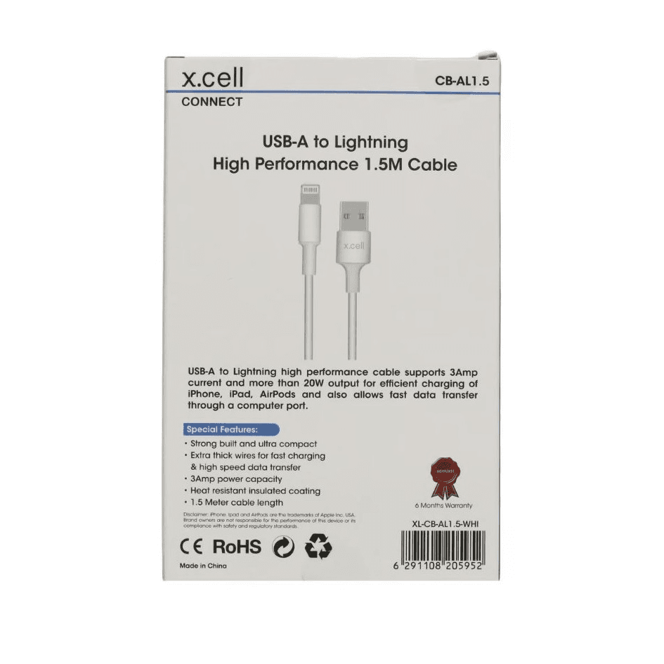 X.cell iPhone Lightning Cable 1.5 Meter White