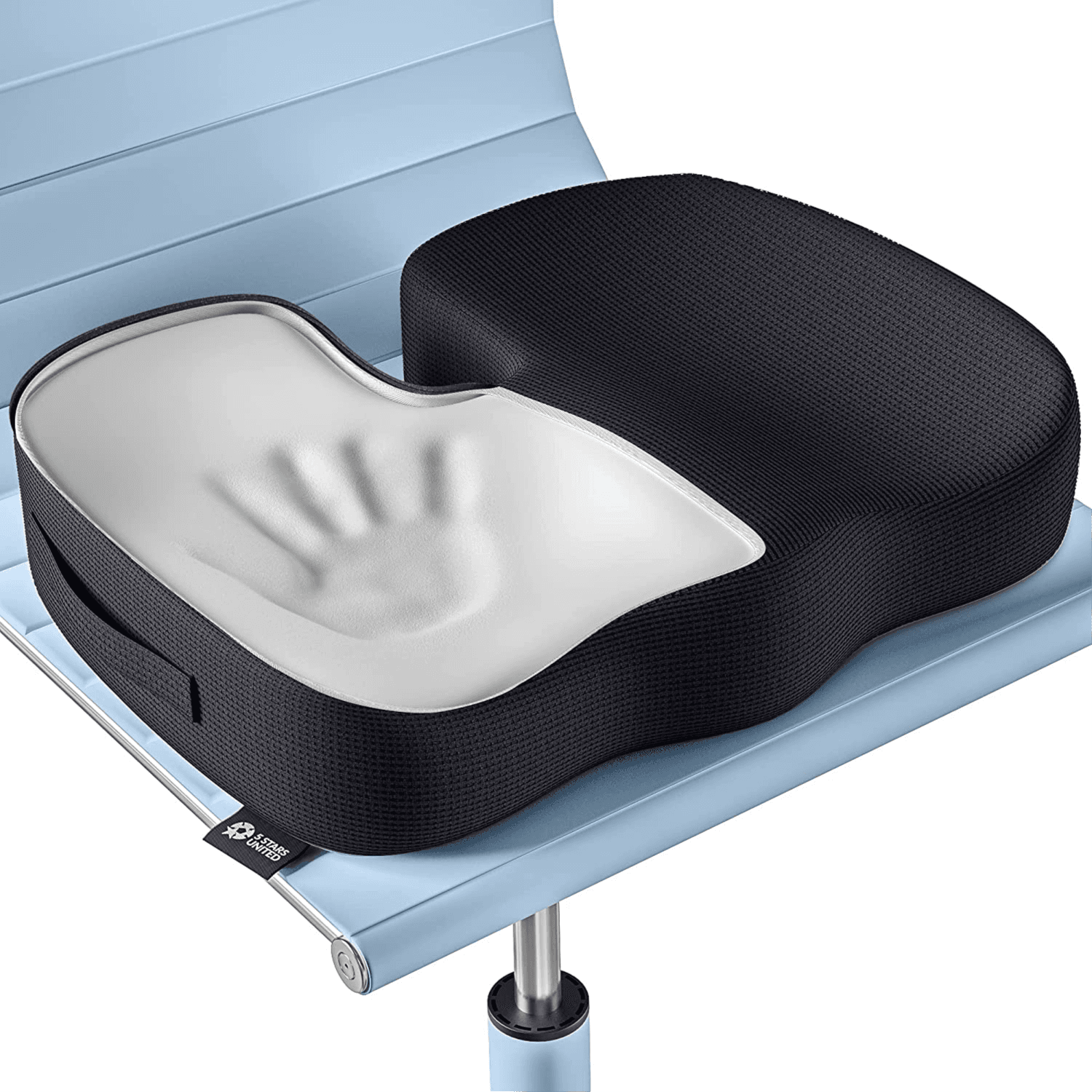 For Office Chair - Memory Foam Chair Pad - Tailbone, Sciatica, Lower Back Pain Relief - Lifting Cushion For Car, Wheelchair, School Chair Black Color