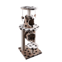 Bonalti Cat Play Tower Gray W/T Paw Print