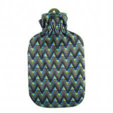 Sanger(13380) Velour Cover Zick Zack Turquise Green Hot Water Bag 2ltr