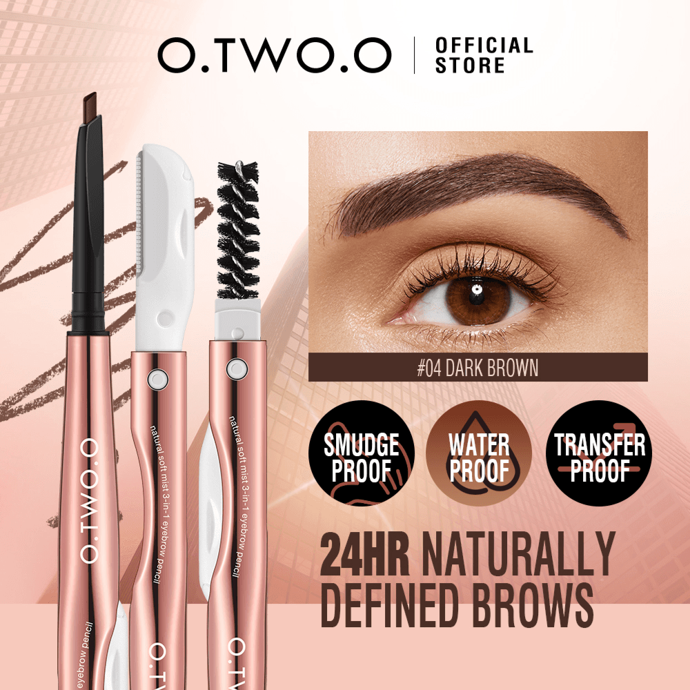 O.Two.O 3 In 1 Eyebrow Pen With Eyebrow Scraper, Brush, Eyebrow Pencil