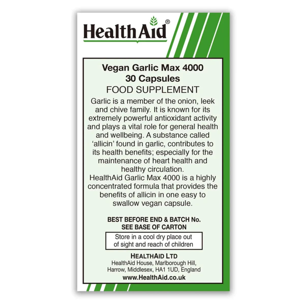 Health Aid Garlic Max 4000 30 Tablets