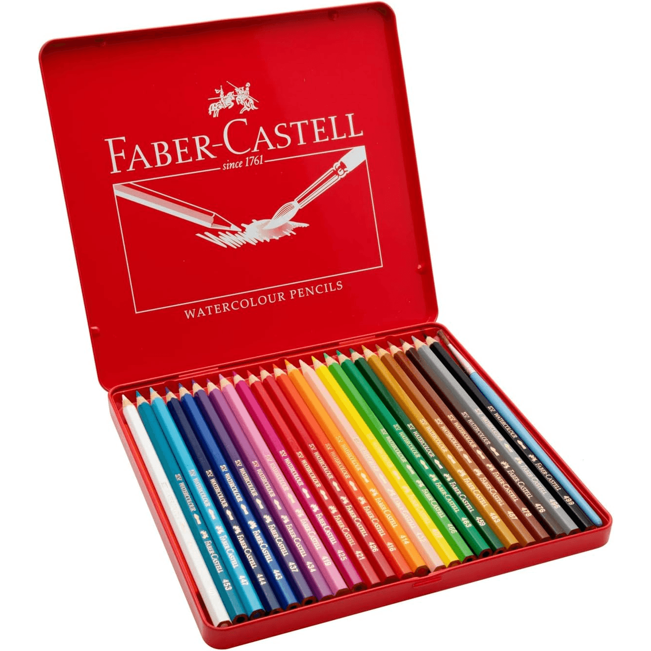 Faber Castell Watercolor Pencil Set Of 24 Assorted Color Tin Case (Clfc29_308)