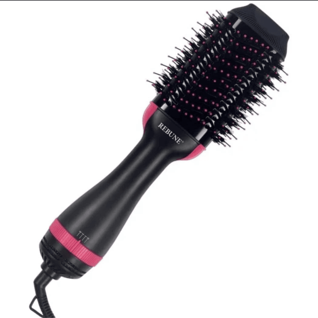 Rebune 1200w Hair Styler Hot Air Brush One Step Negative Ion Electronic Dryer Comb (Rose)