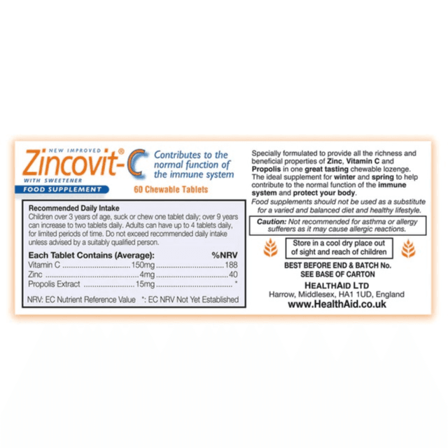 Health Aid Zincovit-C Tablets 60's