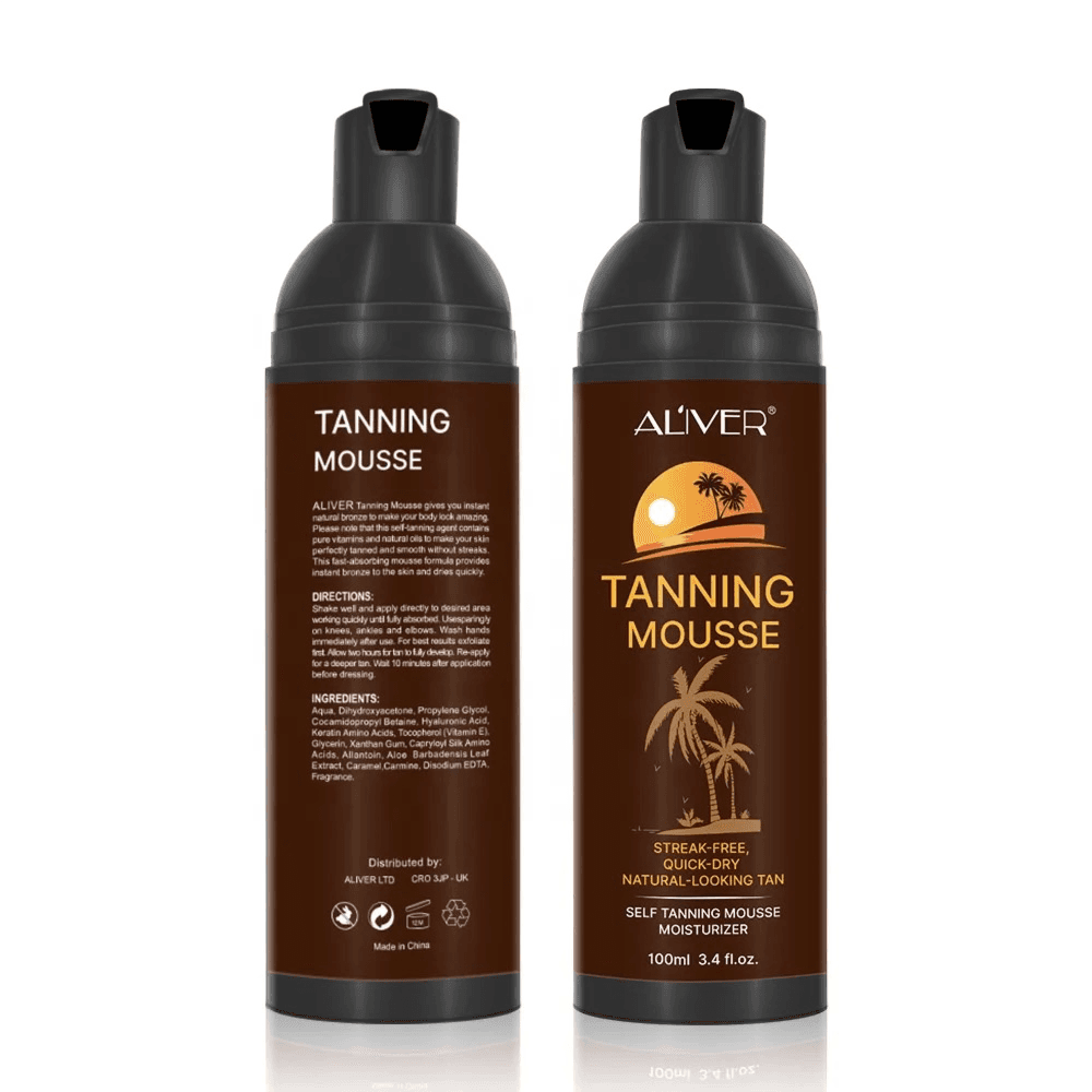 Aliver Darker Self Tanner | Love At First Tan - Fast, 1 Hour Sunless Tanner Mousse, Violet-based, Knocks Out Orange Tones, No Fake Tan Smell, No Added Nasties,  Cruelty Free