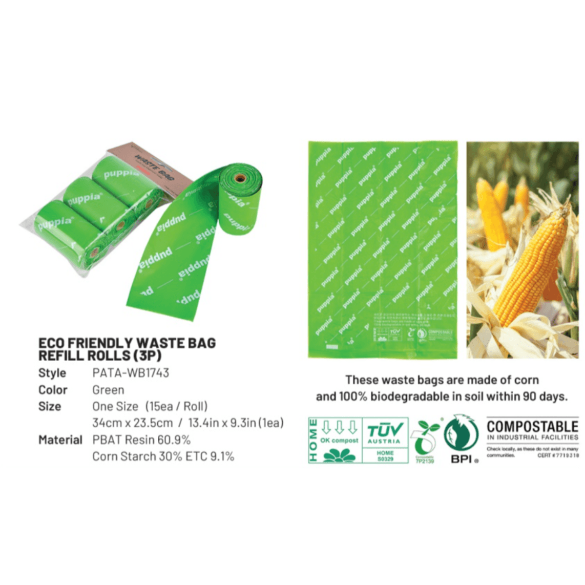 Poop Bags, Environment Friendly 3Rolls