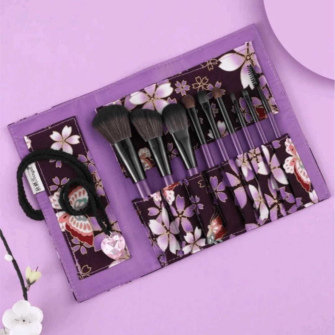 Makeup Brush Set 9 Pieces + Storage Bag, J-04