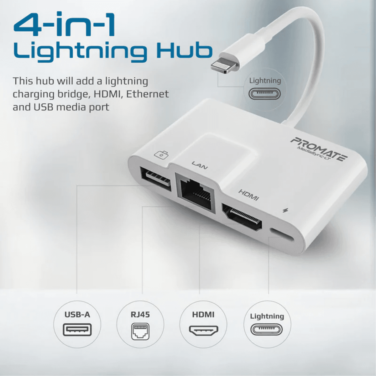 Promate 4 In 1 Lightning Multimedia Hub