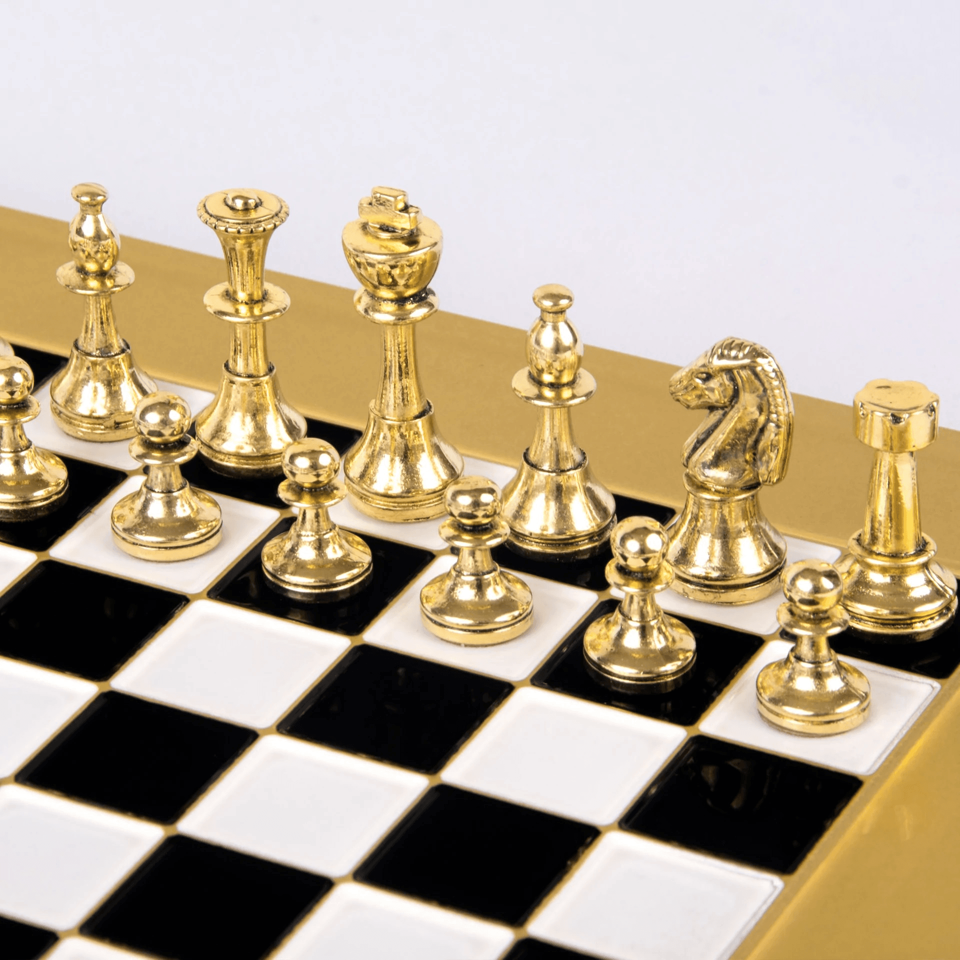 Manopoulos Classic Metal Staunton Chess Set 28cm