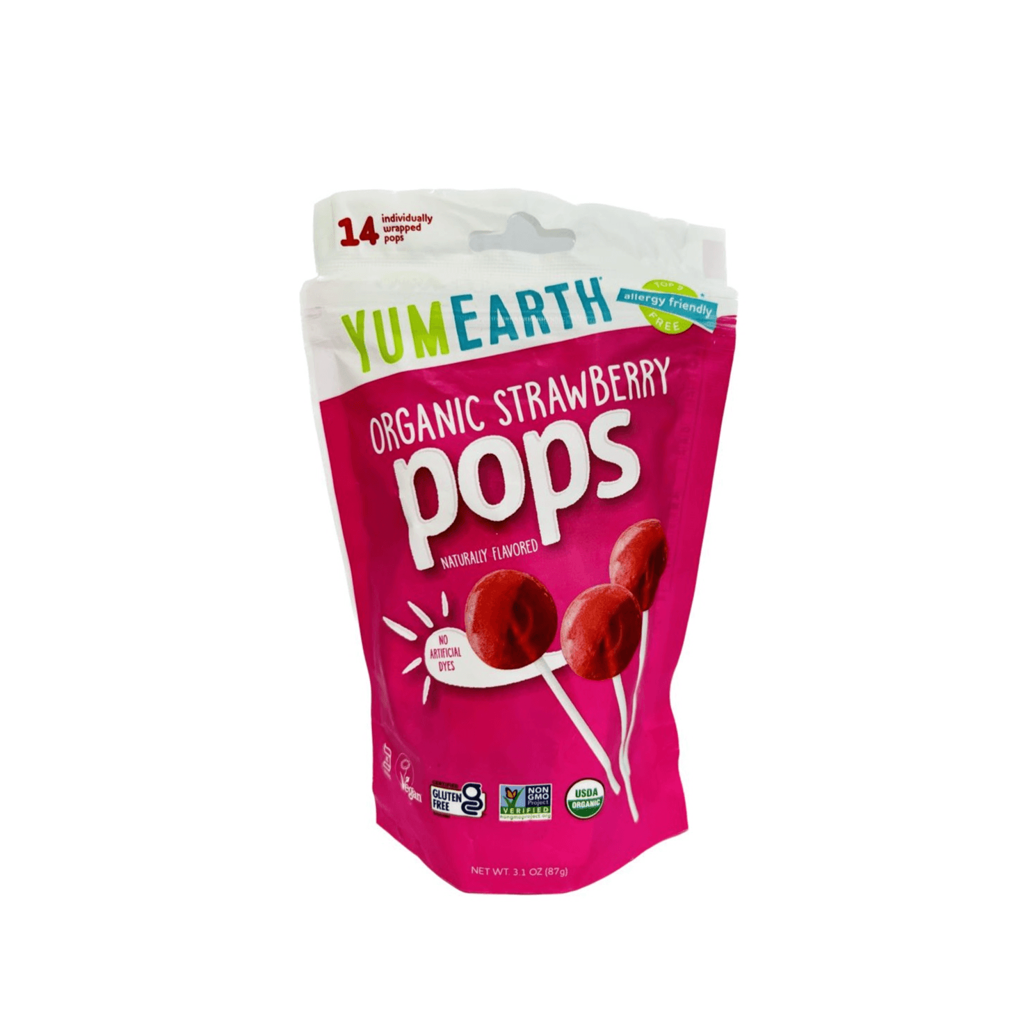 Yumearth Organic Pops Strawberry 1 x 14 Pops Bag 87g