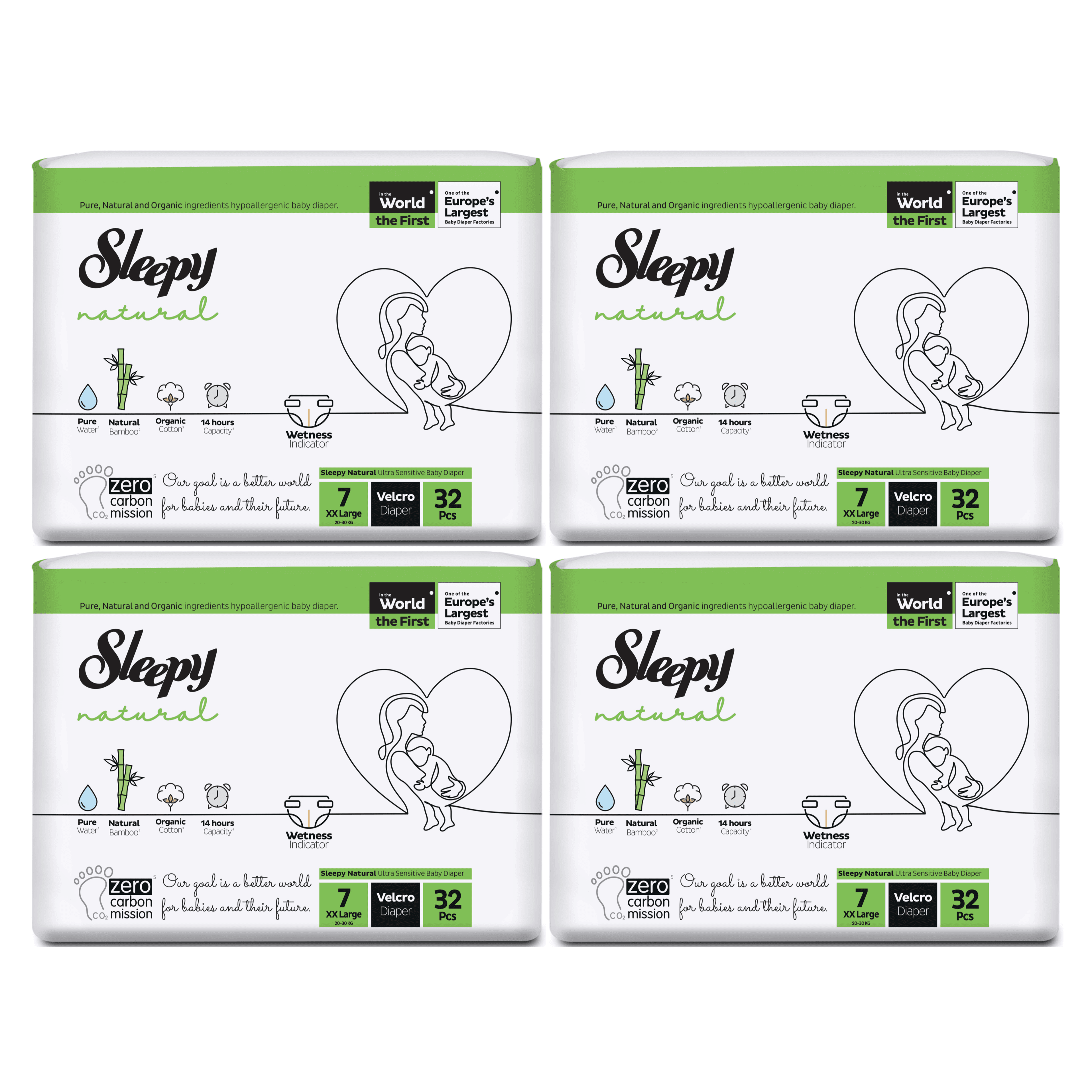 Sleepy Natural Diapers No. 7 - Eco Package (4 Bags)