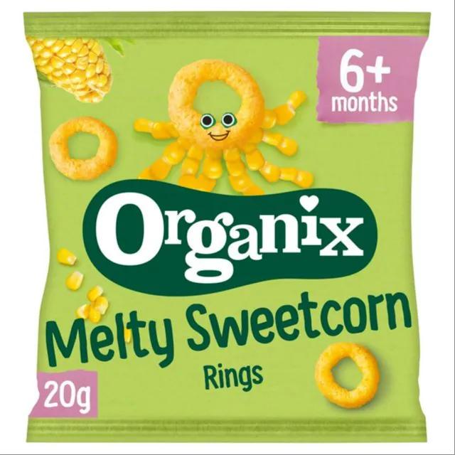 Organix Melty Sweetcorn Rings Organic Corn Snacks 20g