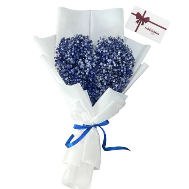 Blue Jipso Heart Bouquet