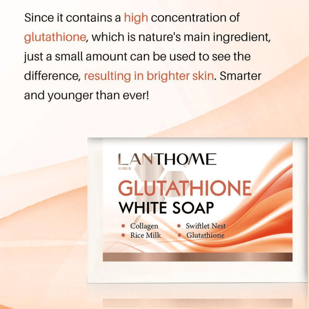 Lanthome Glutathione White Soap - Lanthome Glutathione Whitening Soap Face Skin Brighten Body Reduce Wrinkles Freckles Remove Dark Spots Original Cleansing