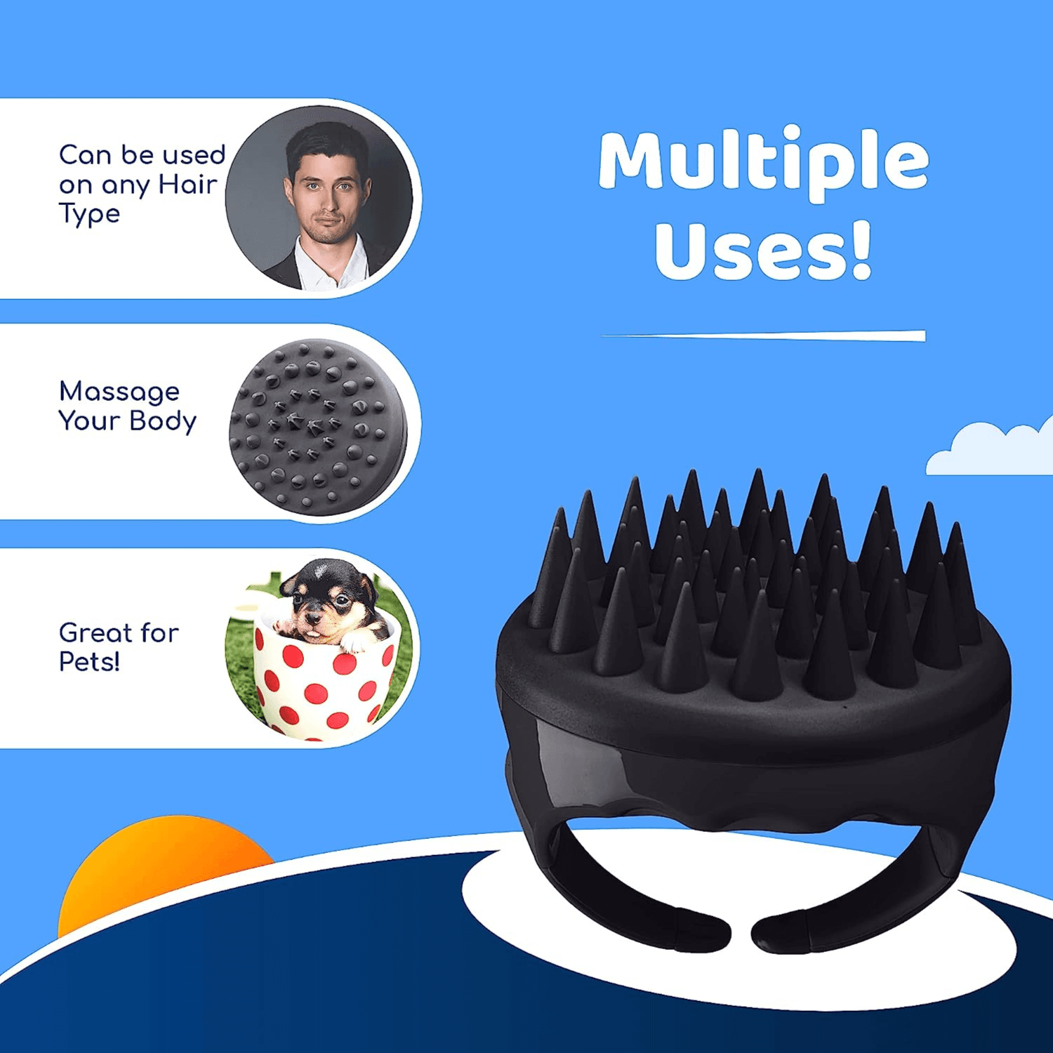 Hair Scalp Massager Shampoo Brush, Black Cercle Shape