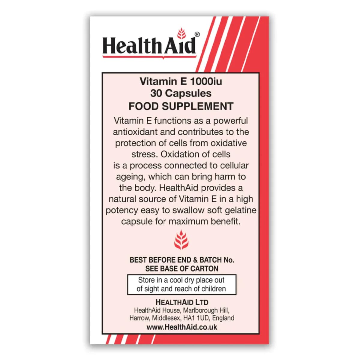 Health Aid Vitamin E 1000 Iu 30 Capsules