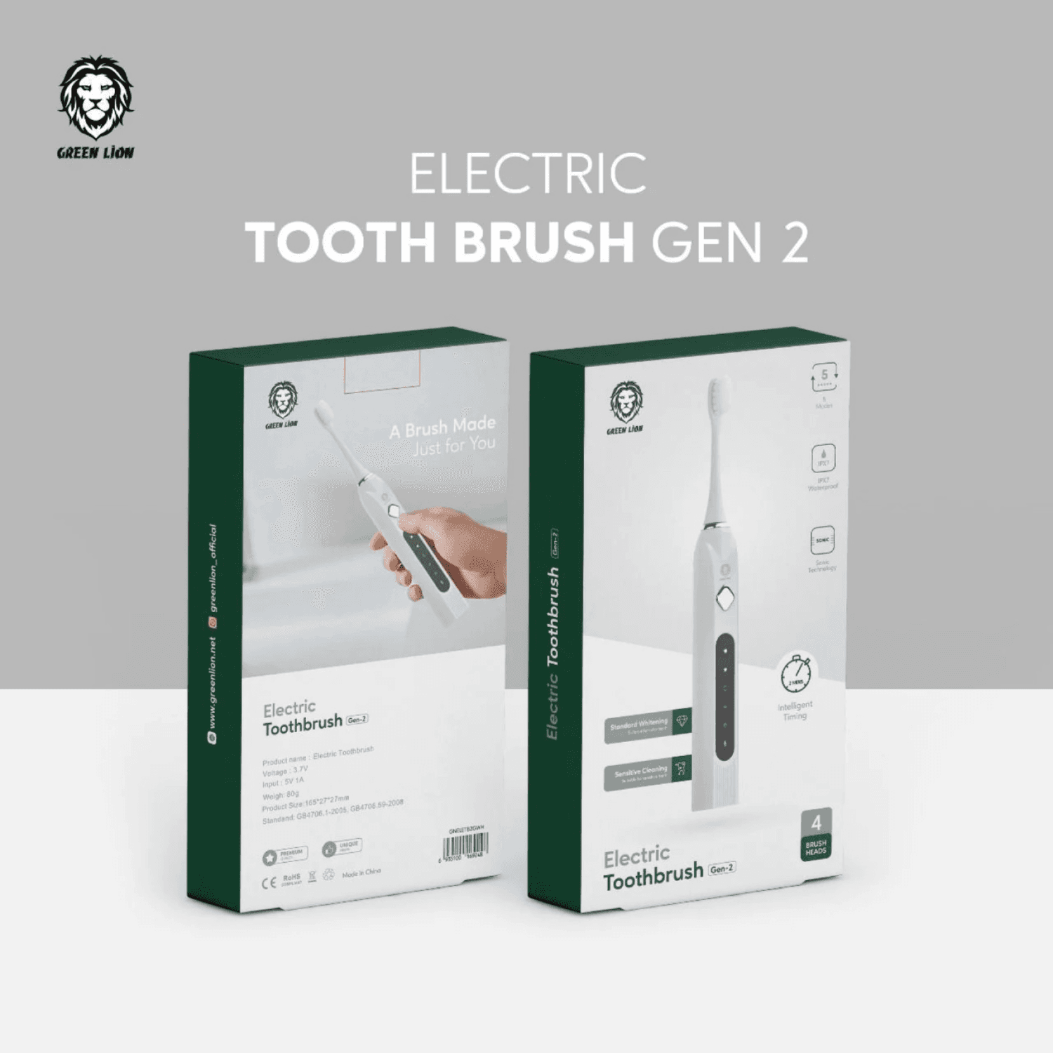 Green Lion Electric Toothbrush (Gen-2) - White
