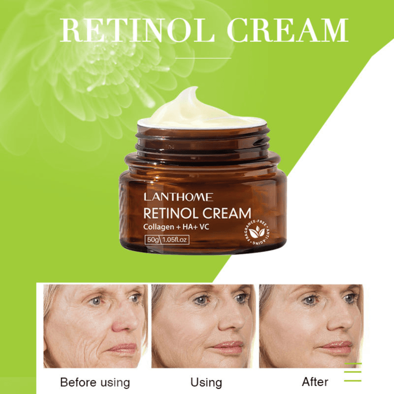 Lanthome Retinol Cream 50G - Anti Wrinkle Face Cream Retinol Collagen Hyaluronic Acid Shrink Pores Firming Improve Puffiness Moisturizing Skin Care